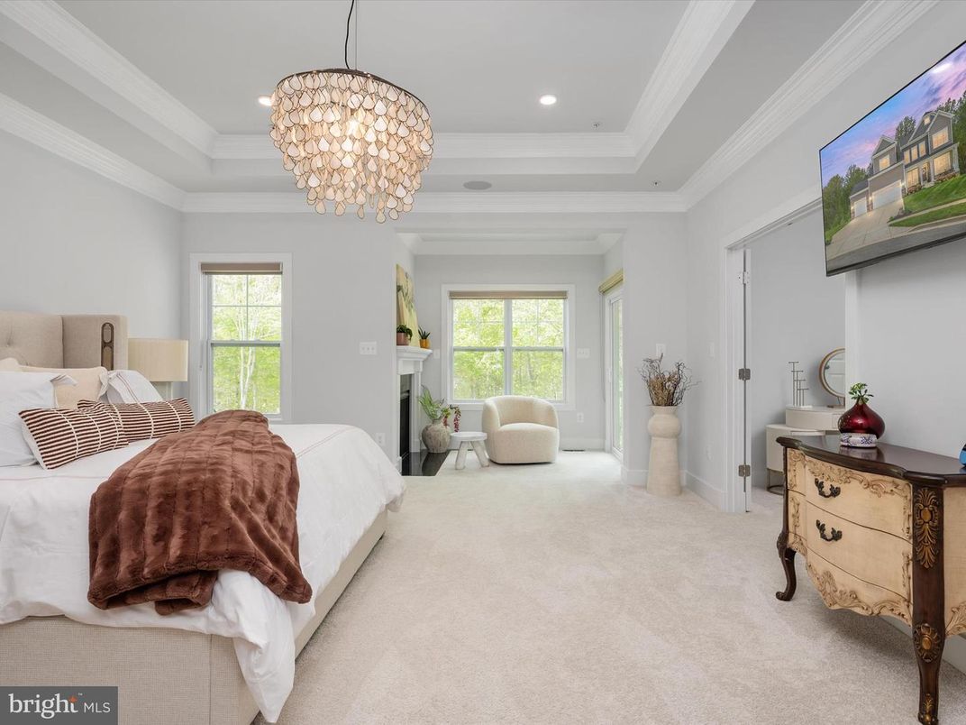 Bedroom, Chandelier, Fireplace, Interior, Recessed Lighting