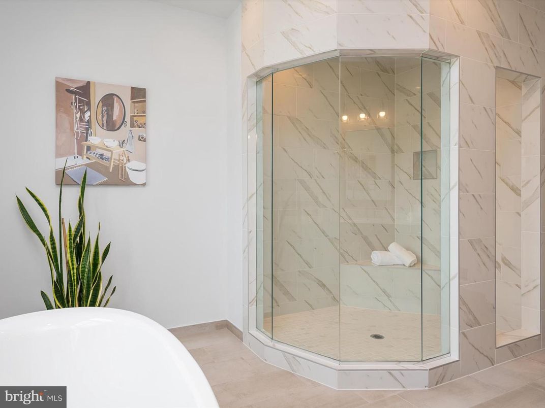 Bathroom, Glass Shower, Interior, Marble Walls