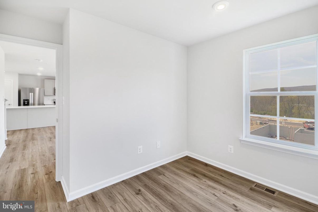 Empty room, Interior, Kitchen, Recessed Lighting, Wood Texture Flooring