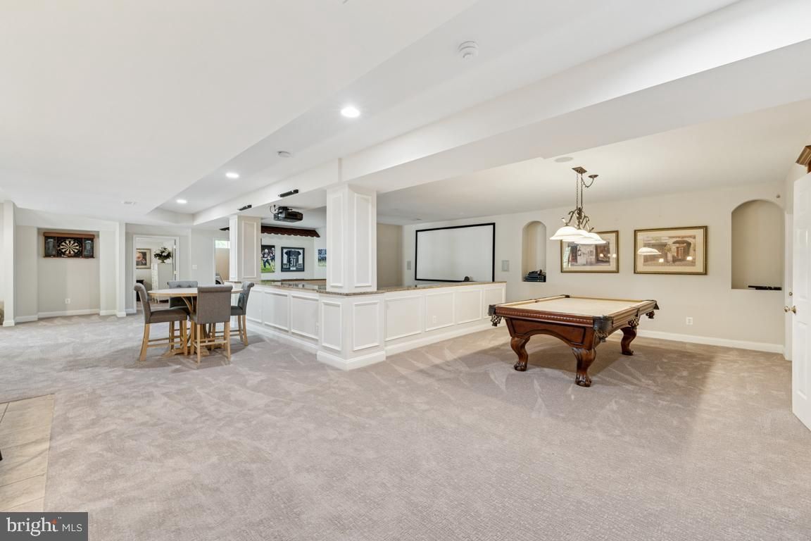 Billiard Table, Dining room, Game Room, Interior, Pendant Lights, Projection Screen, Recessed Lighting
