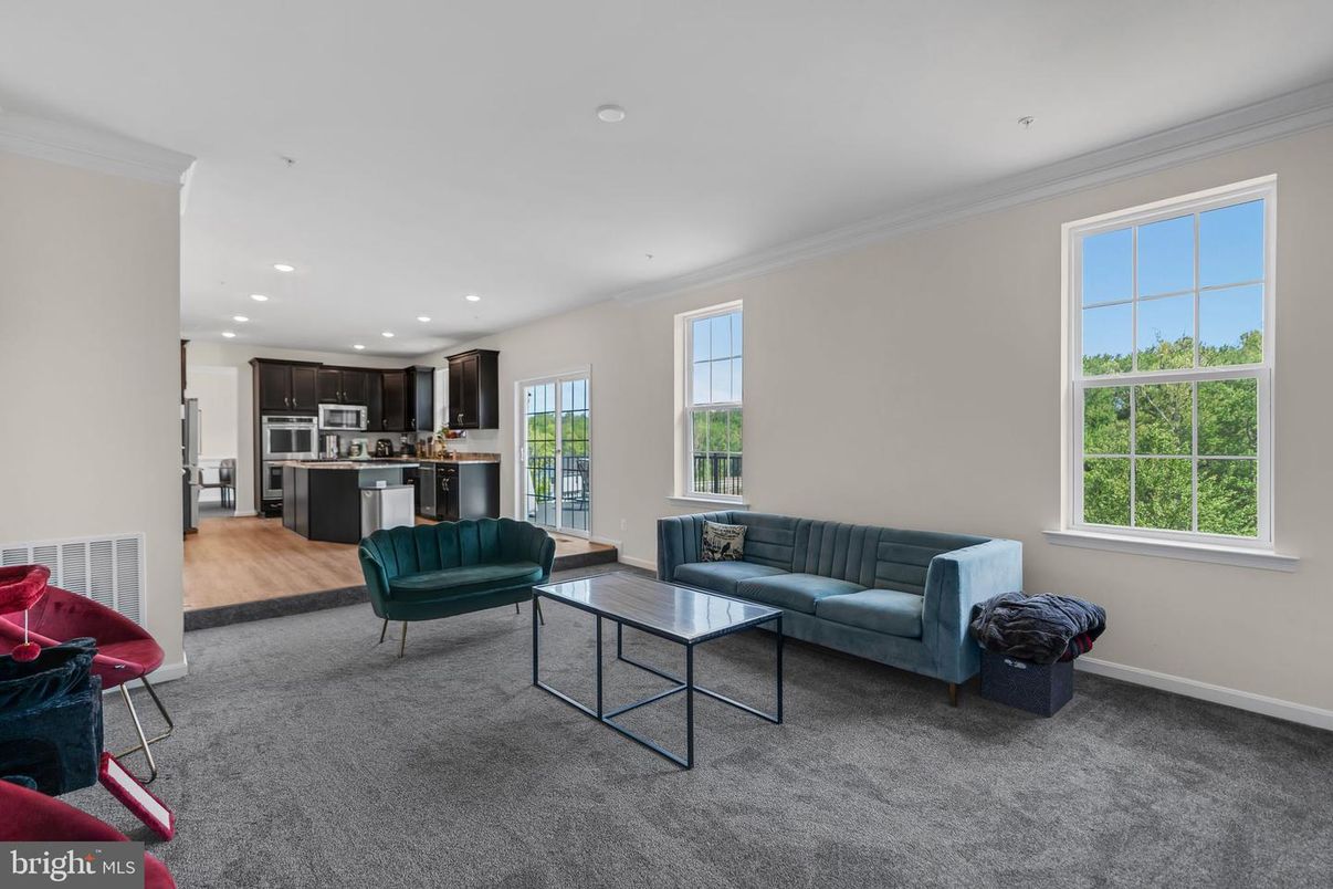 Interior, Kitchen, Living room, Recessed Lighting, Stainless Steel Appliances, Wood Texture Flooring