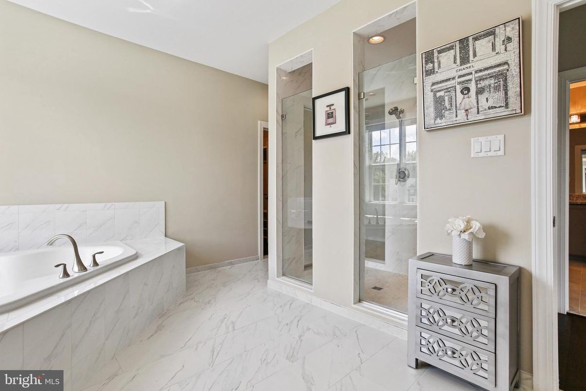 Bathroom, Glass Shower, Interior, Marble, Recessed Lighting