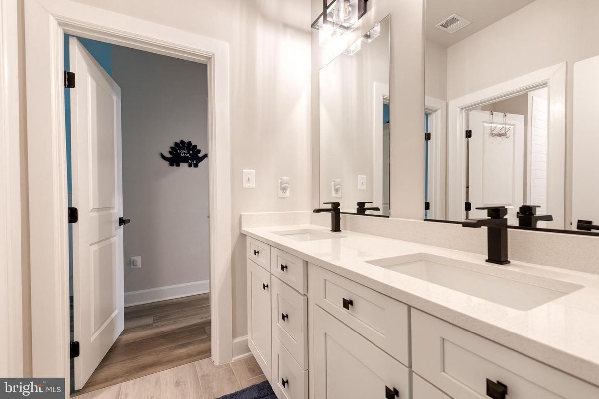 Bathroom, Dual Sink Vanities, Interior, Wood Texture Flooring