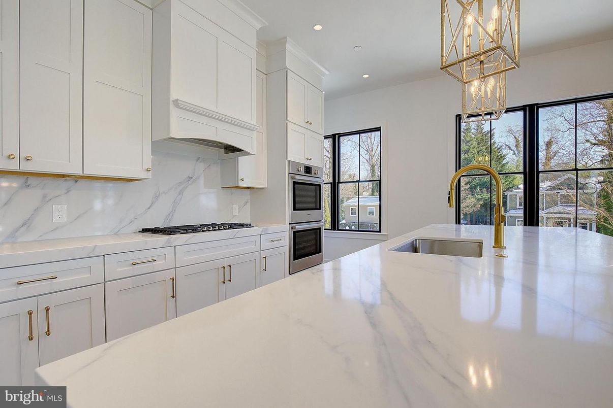 Interior, Kitchen, Marble Walls, Pendant Lights, Recessed Lighting