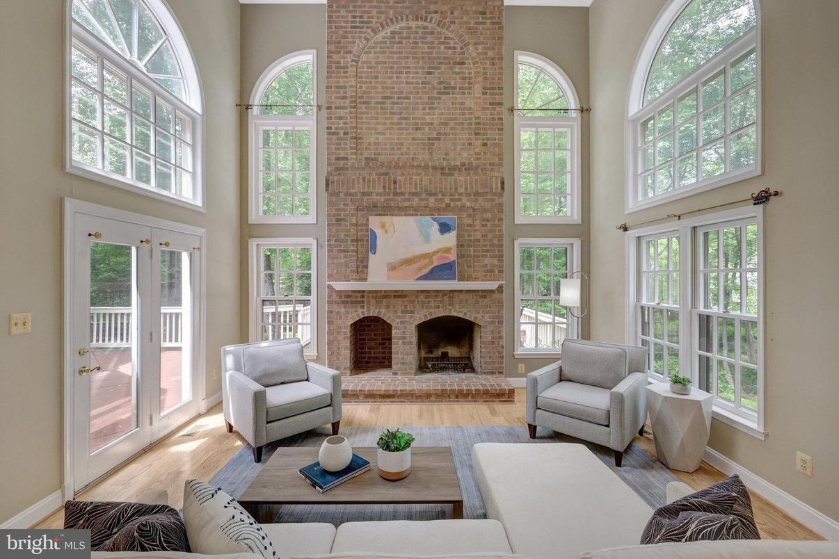 Fireplace, Interior, Living room, Stone Walls, Wood Texture Flooring
