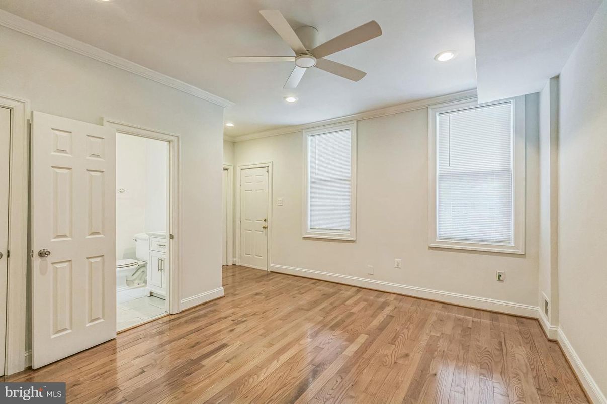 Bathroom, Empty room, Interior, Recessed Lighting, Wood Texture Flooring