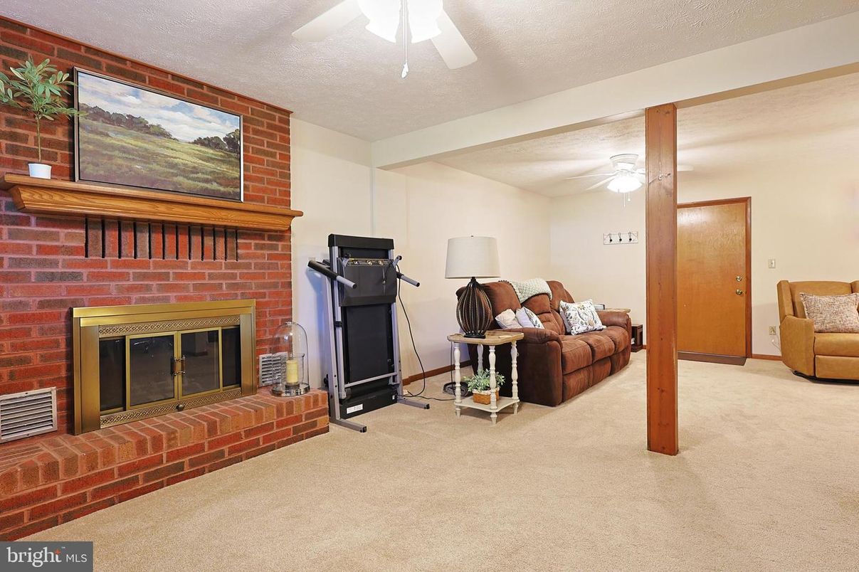 Fireplace, Fitness Equipment, Interior, Living room, Stone Walls