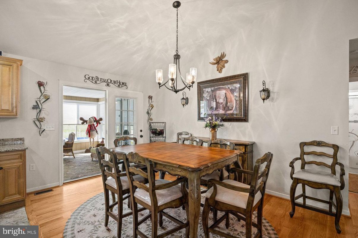 Chandelier, Dining room, Interior, Wood Texture Flooring