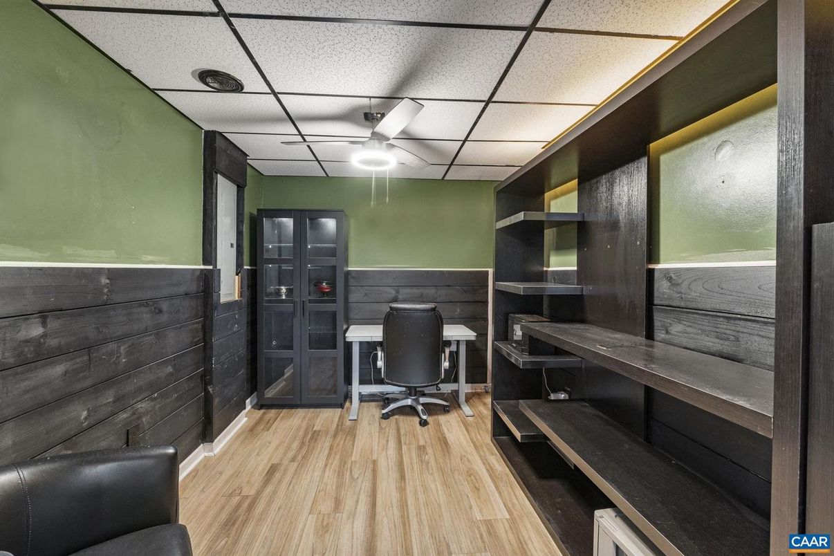 Home Office, Interior, Wood Texture Flooring, Wooden Walls