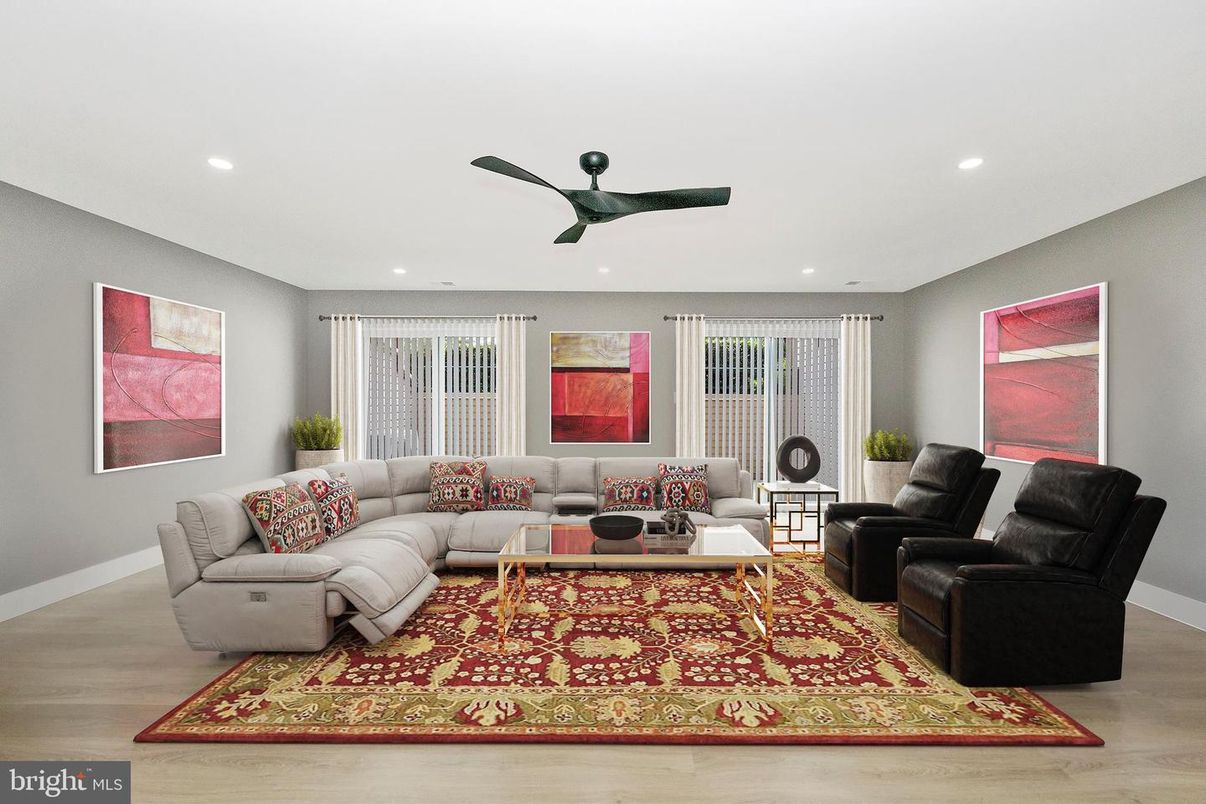 Interior, Living room, Recessed Lighting, Wood Texture Flooring