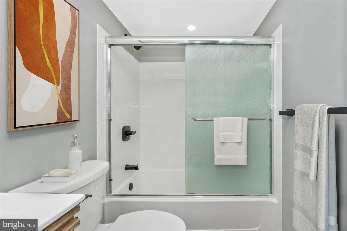 Bathroom, Glass Shower, Interior, Recessed Lighting