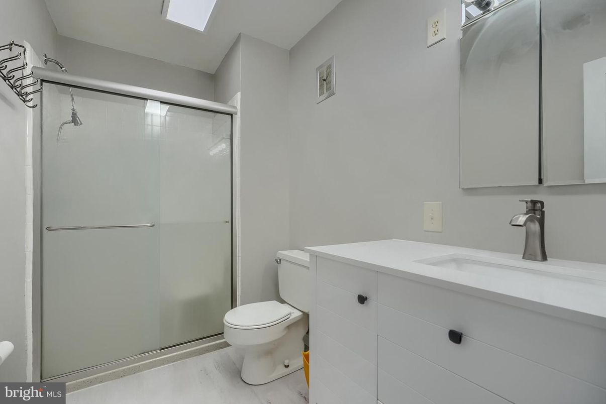 Bathroom, Glass Shower, Interior, Wood Texture Flooring