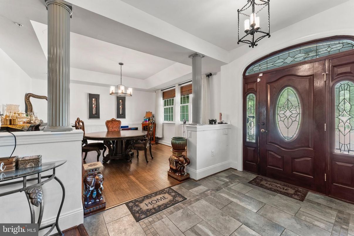 Chandelier, Dining room, Interior, Pendant Lights, Wood Texture Flooring