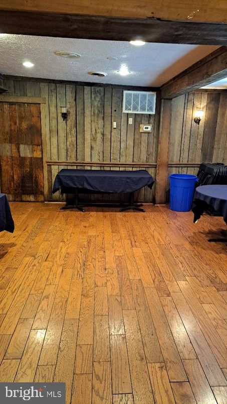 Billiard Table, Game Room, Interior, Recessed Lighting, Wood Texture Flooring, Wooden Walls