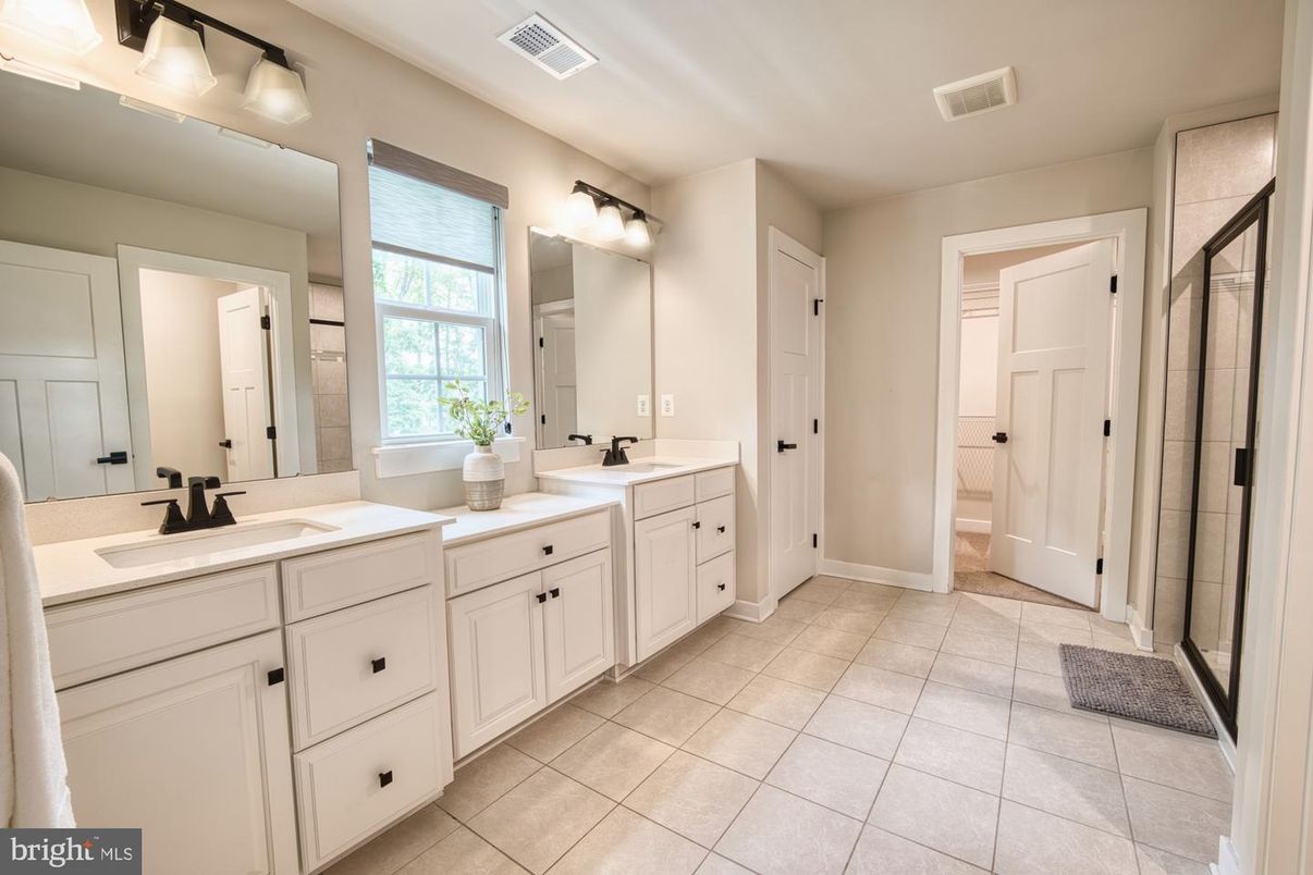 Bathroom, Dual Sink Vanities, Glass Shower, Interior