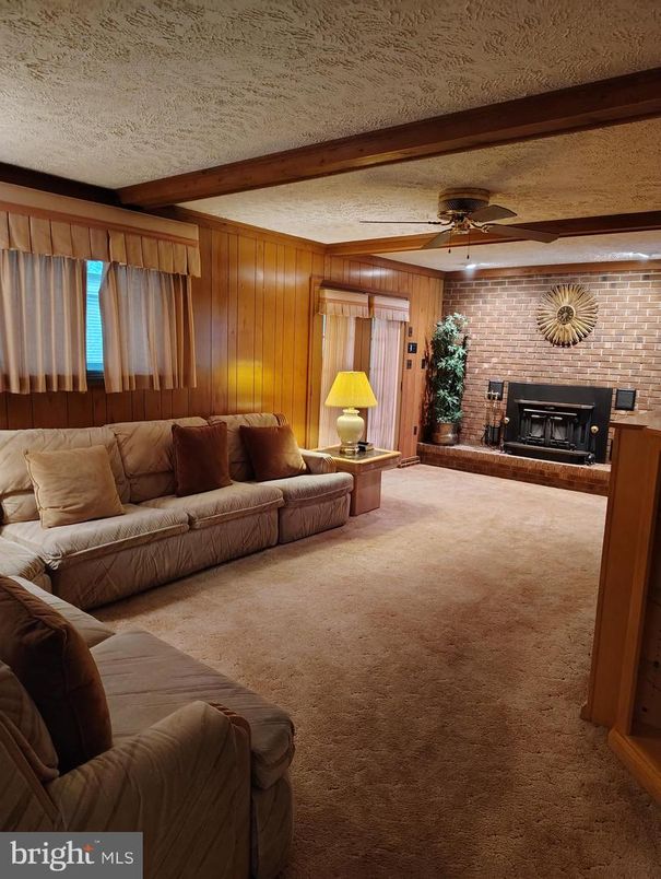 Fireplace, Interior, Living room, Stone Walls, Wooden Beams