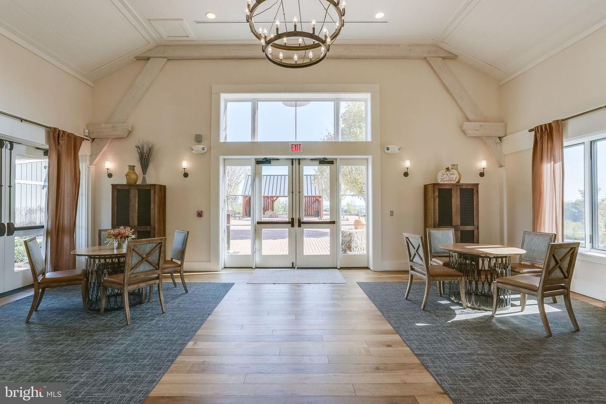 Chandelier, Dining room, Interior, Pendant Lights, Recessed Lighting, Wood Texture Flooring