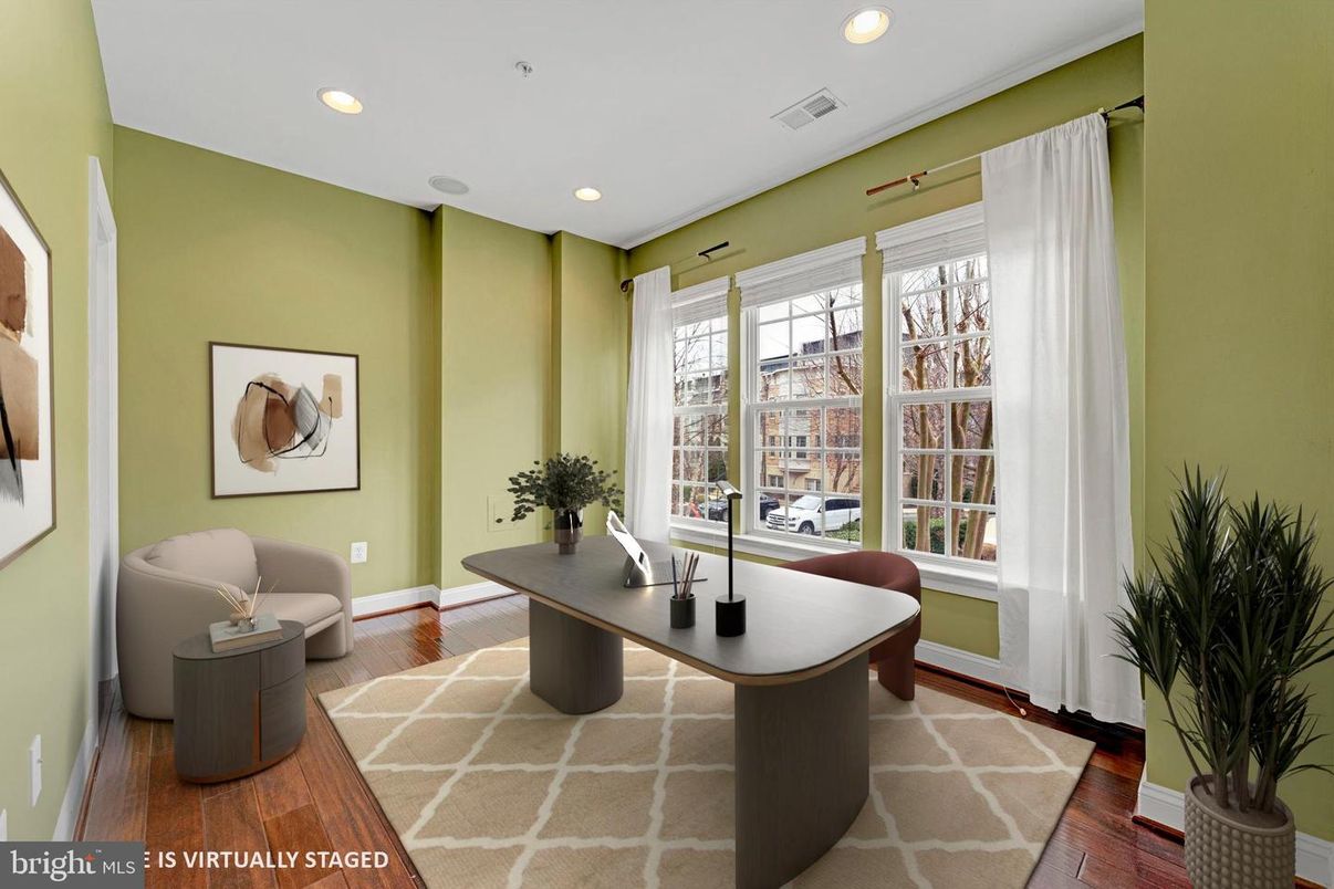 Home Office, Interior, Recessed Lighting, Wood Texture Flooring