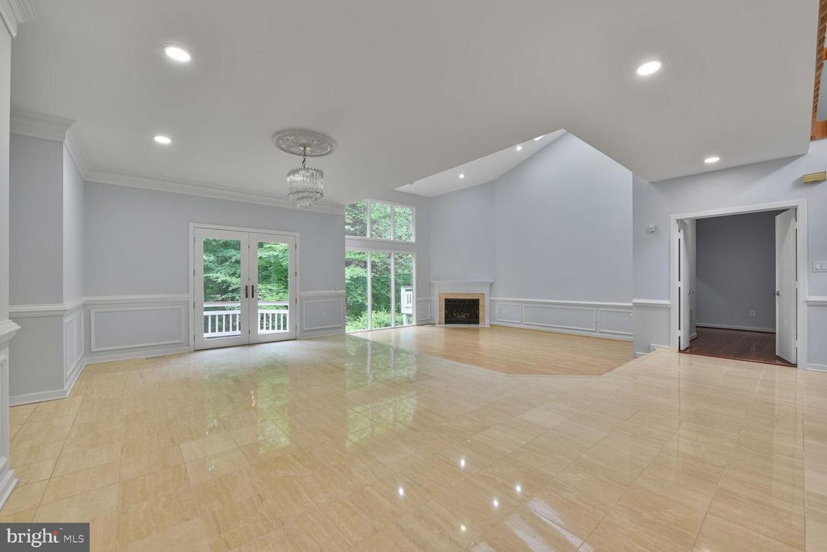 Chandelier, Empty room, Fireplace, Interior, Recessed Lighting