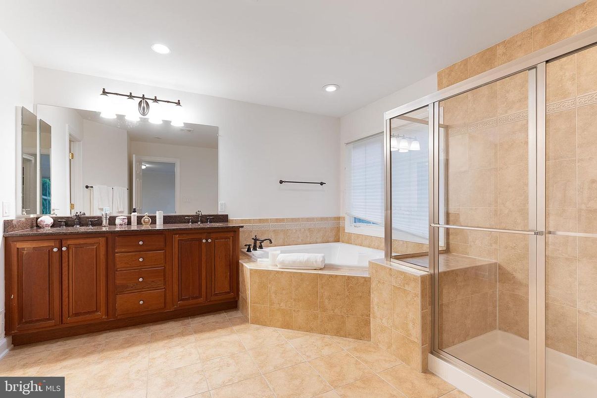 Bathroom, Dual Sink Vanities, Glass Shower, Interior, Recessed Lighting