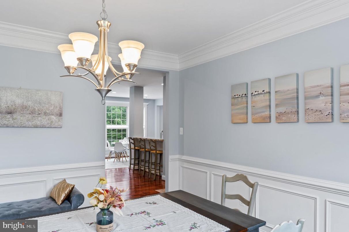 Chandelier, Dining room, Interior, Wood Texture Flooring