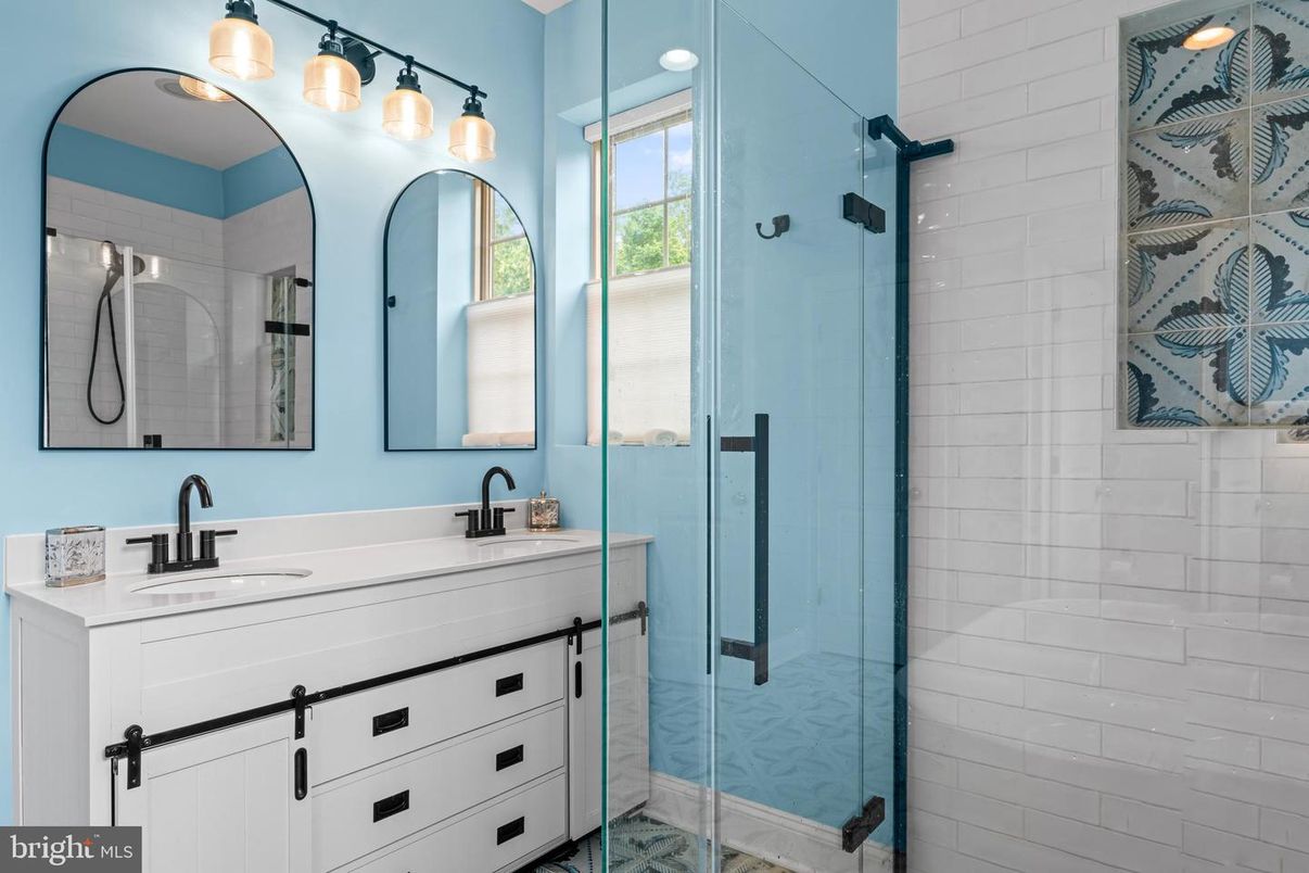 Bathroom, Dual Sink Vanities, Glass Shower, Interior