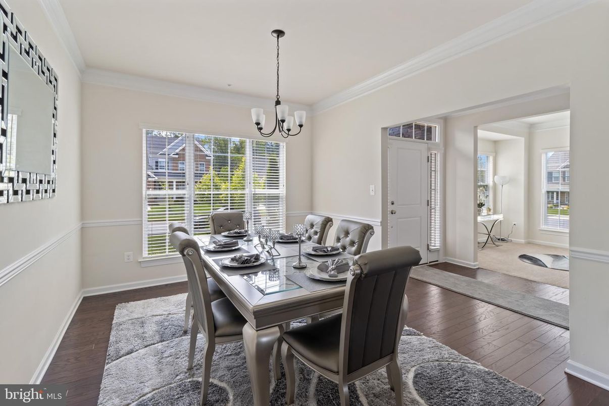 Chandelier, Dining room, Interior, Wood Texture Flooring