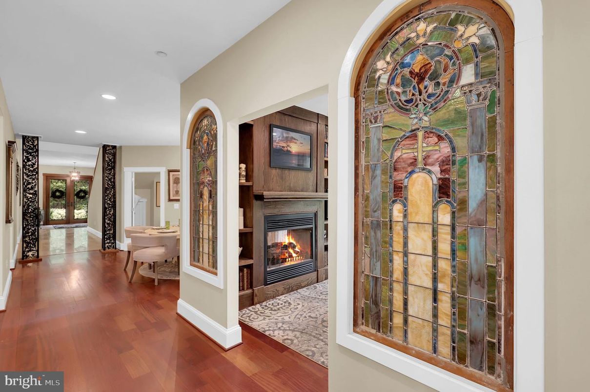 Fireplace, Interior, Recessed Lighting, Wood Texture Flooring