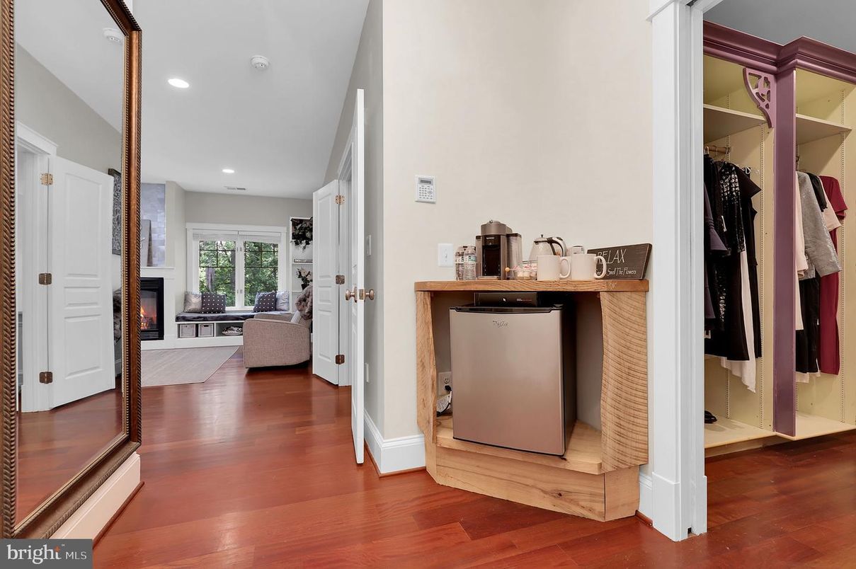 Fireplace, Interior, Recessed Lighting, Wood Texture Flooring