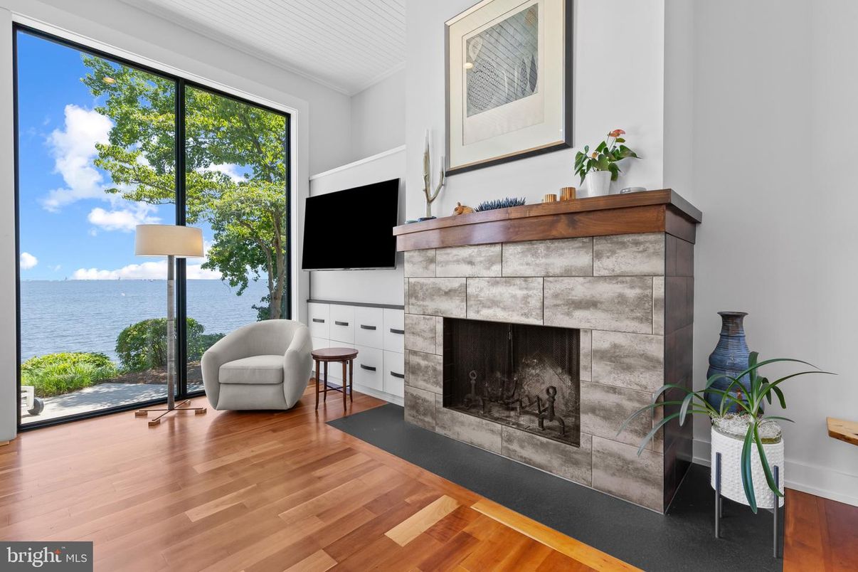 Fireplace, Interior, Water, Wood Texture Flooring