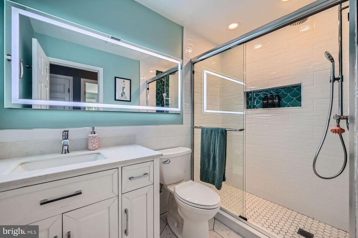 Bathroom, Glass Shower, Interior, Recessed Lighting
