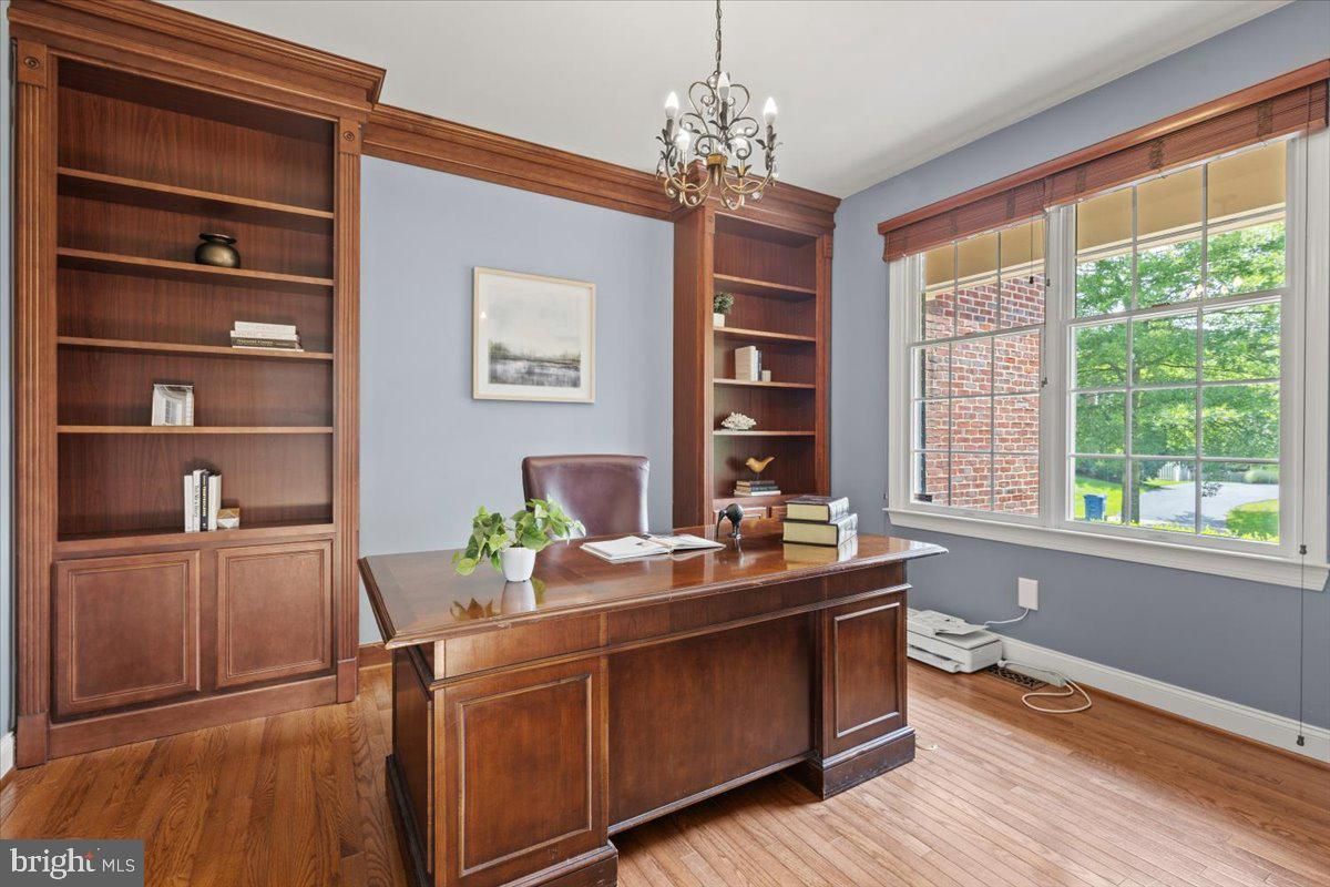 Chandelier, Home Office, Interior, Wood Texture Flooring
