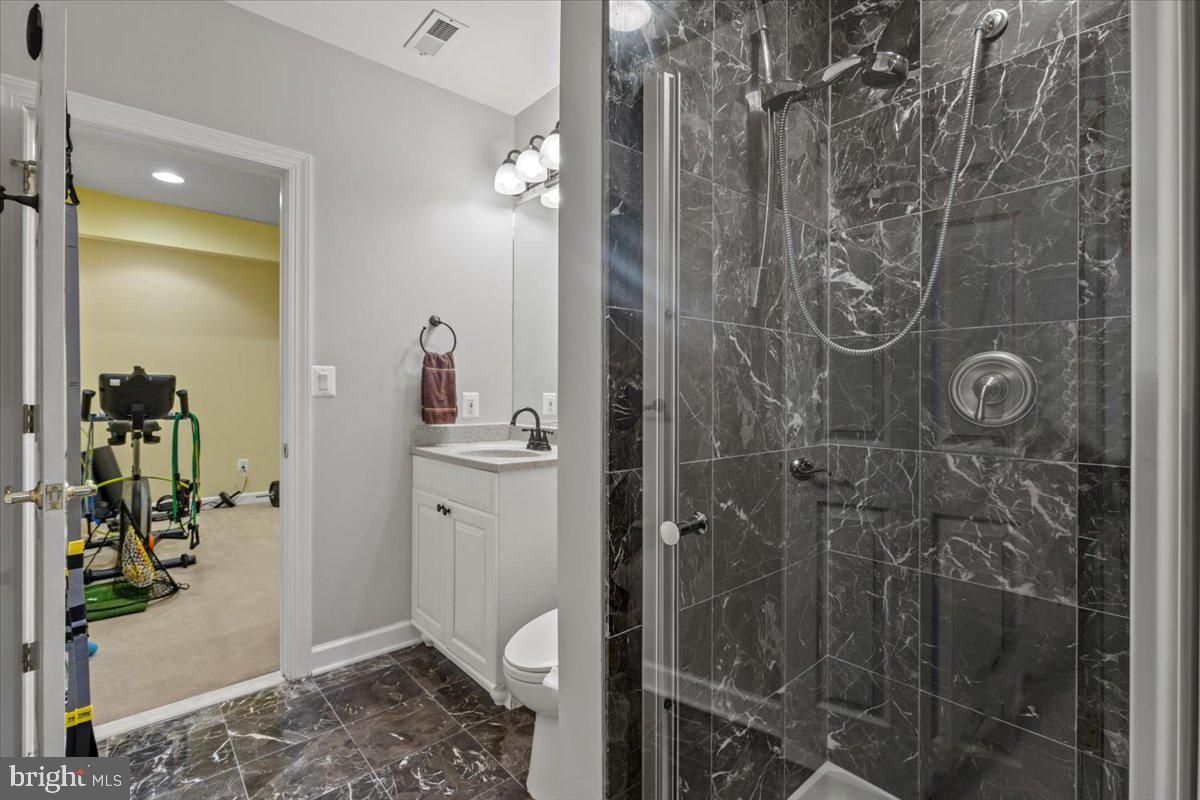 Bathroom, Fitness Equipment, Interior, Marble Walls, Recessed Lighting