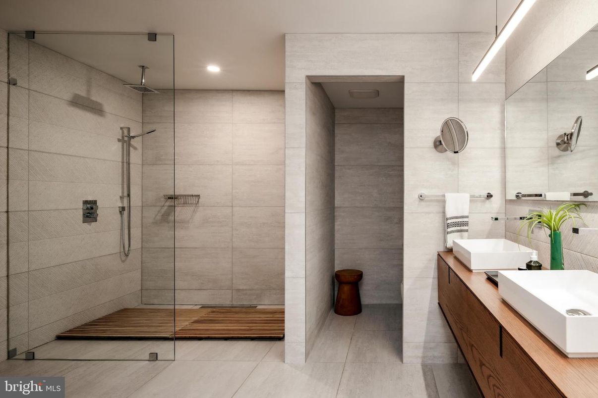 Bathroom, Glass Shower, Interior, Recessed Lighting