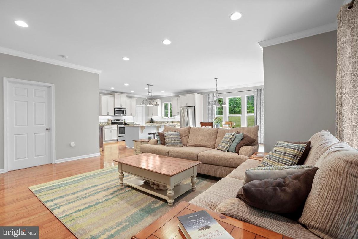 Interior, Kitchen, Living room, Pendant Lights, Recessed Lighting, Stainless Steel Appliances, Wood Texture Flooring