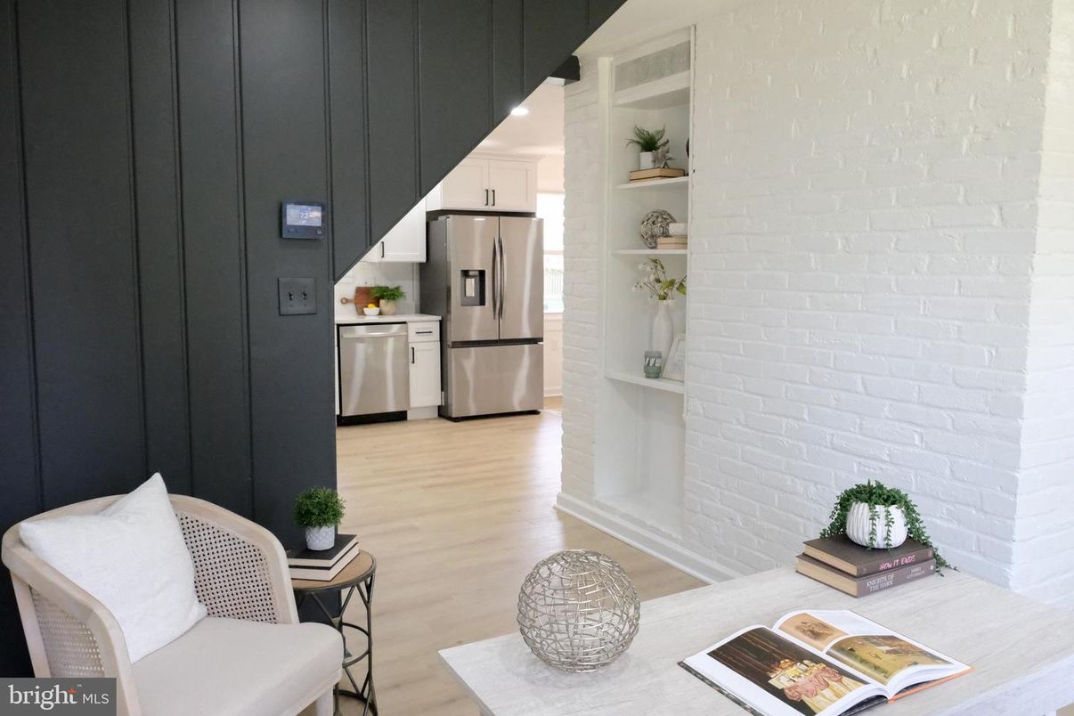 Interior, Kitchen, Stainless Steel Appliances, Stone Walls, Wood Texture Flooring