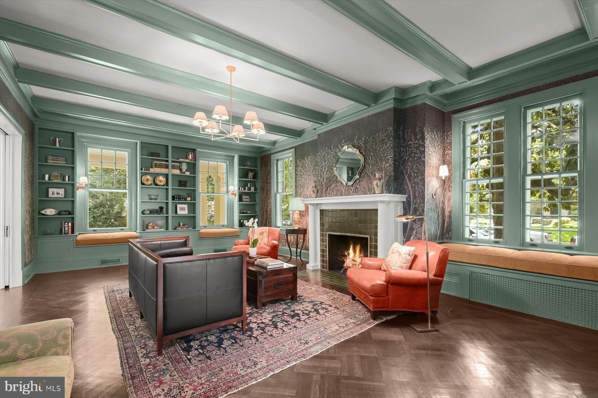 Chandelier, Fireplace, Interior, Living room, Pendant Lights, Wood Texture Flooring