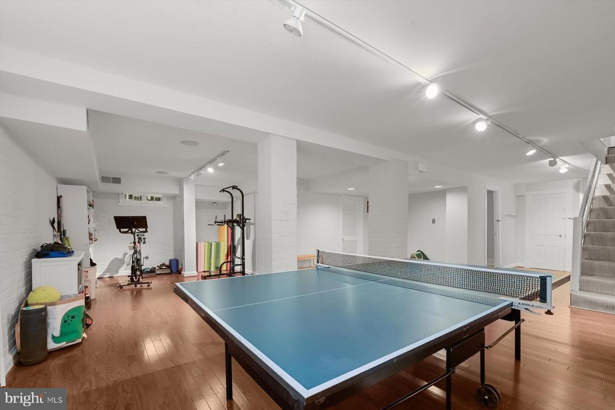 Fitness Equipment, Game Room, Interior, Wood Texture Flooring