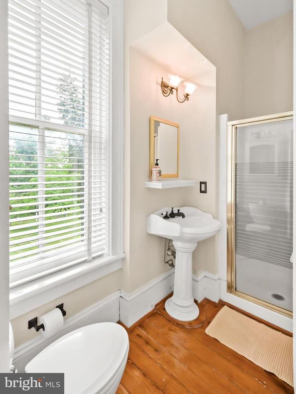Bathroom, Glass Shower, Interior, Wood Texture Flooring