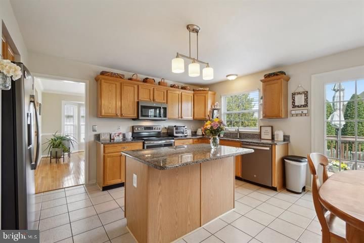 Interior, Kitchen, Pendant Lights, Stainless Steel Appliances, Wood Texture Flooring