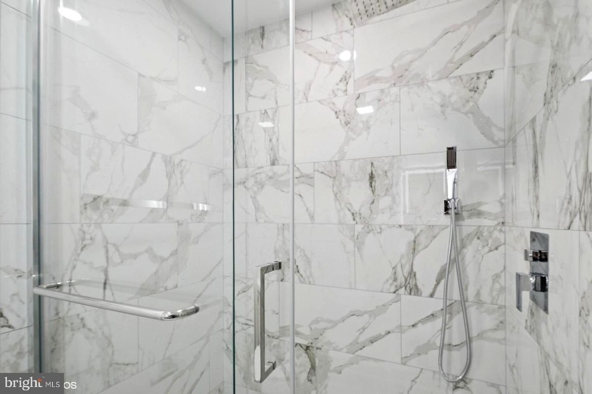 Bathroom, Glass Shower, Interior, Marble Walls