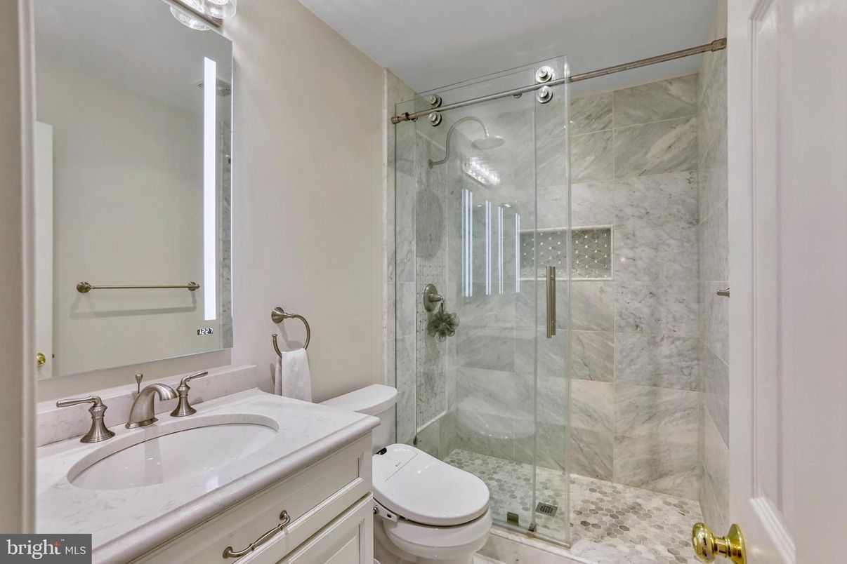 Bathroom, Glass Shower, Interior, Marble Walls