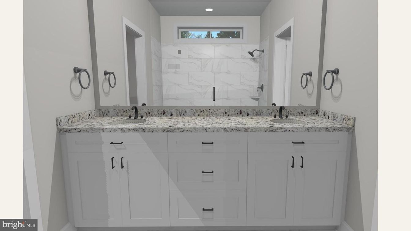 Bathroom, Dual Sink Vanities, Interior, Marble Walls, Recessed Lighting