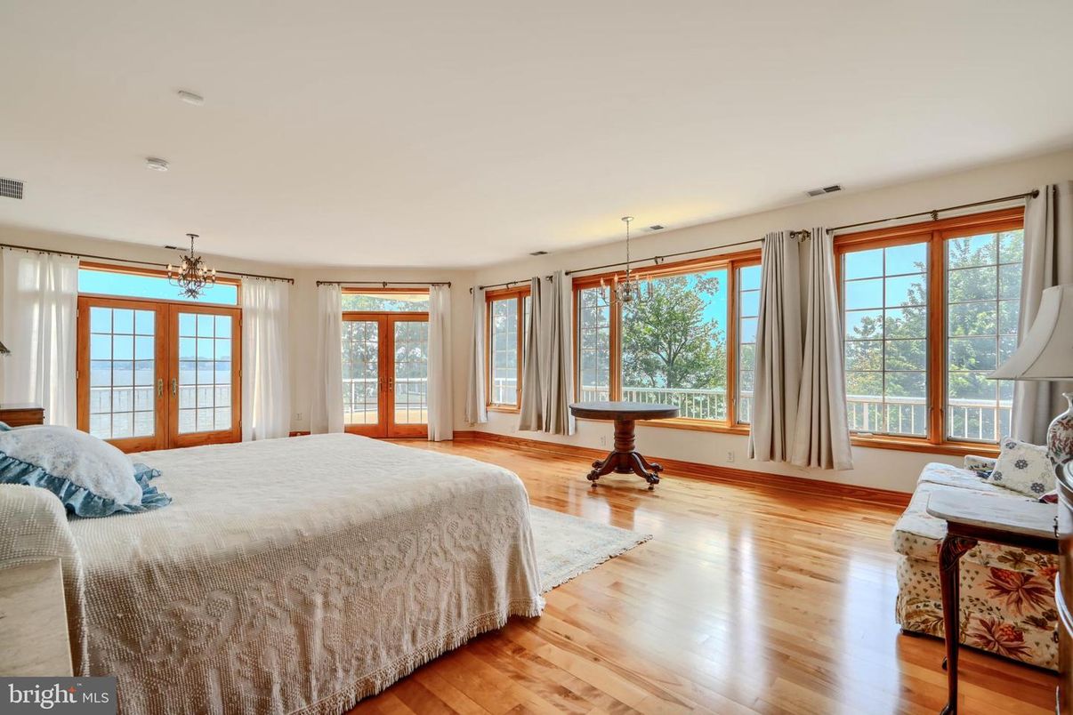 Bedroom, Chandelier, Interior, Wood Texture Flooring
