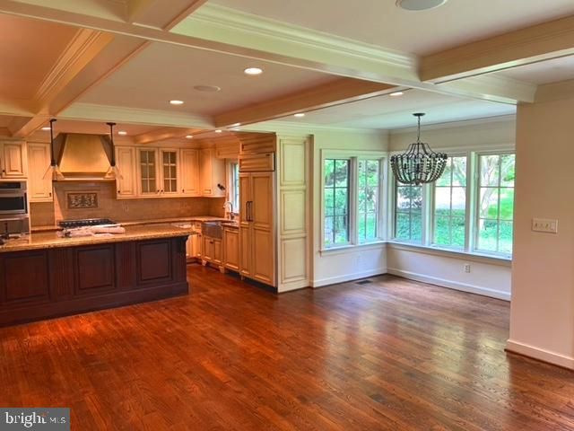 Chandelier, Interior, Kitchen, Recessed Lighting, Wood Texture Flooring