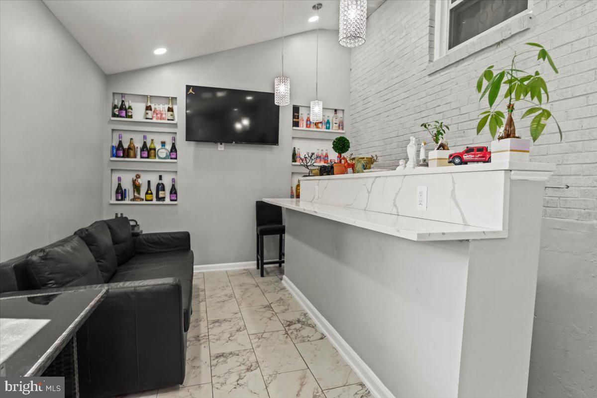 Interior, Marble, Pendant Lights, Recessed Lighting, Stone Walls