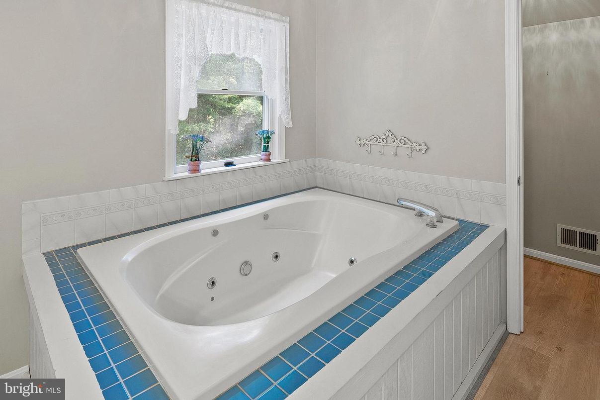 Bathroom, Interior, Tile Countertops, Wood Texture Flooring