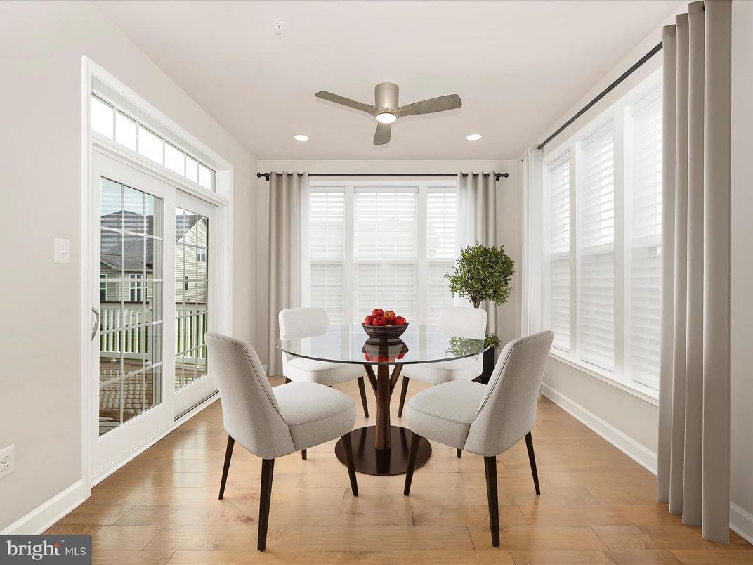 Dining room, Interior, Recessed Lighting, Wood Texture Flooring