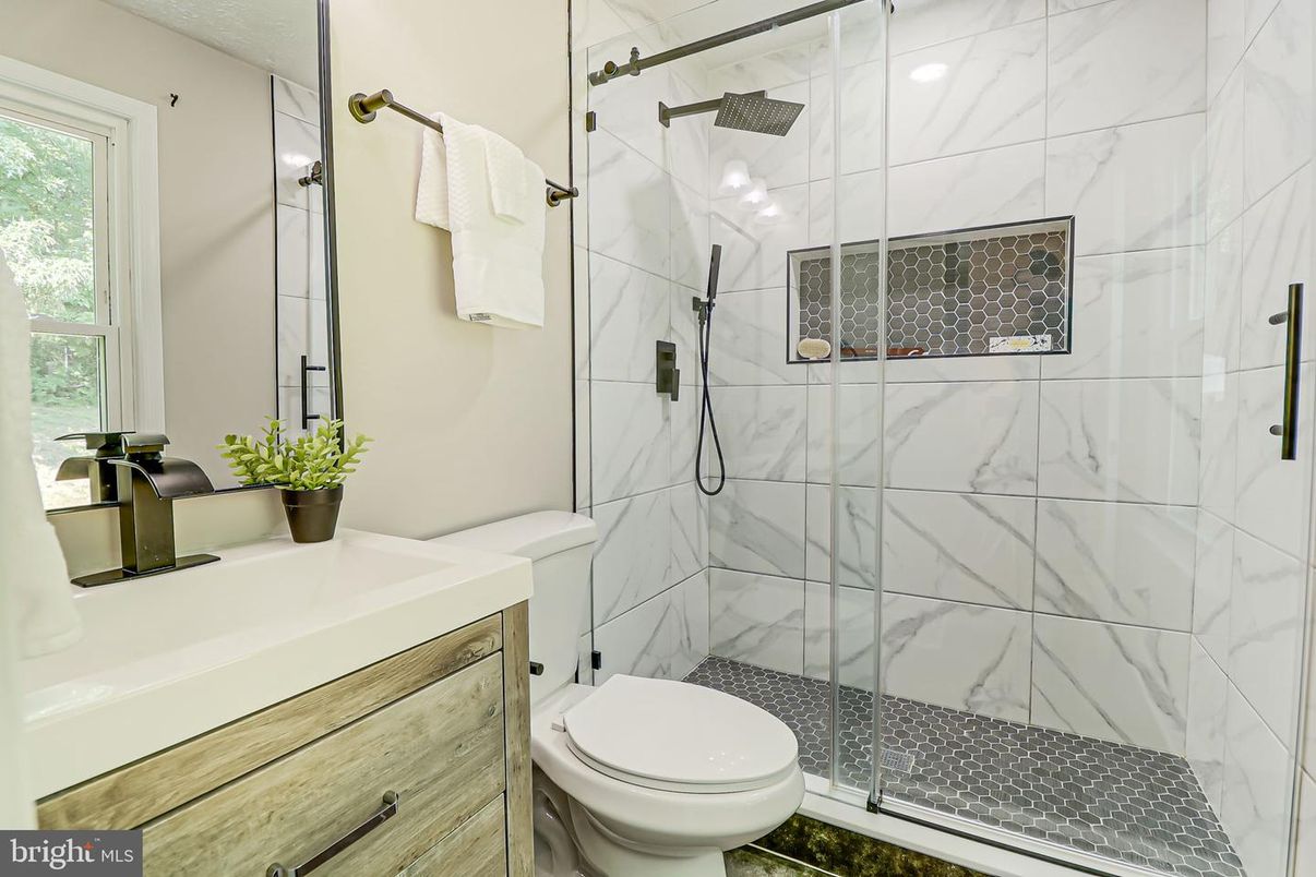 Bathroom, Glass Shower, Interior, Marble Walls