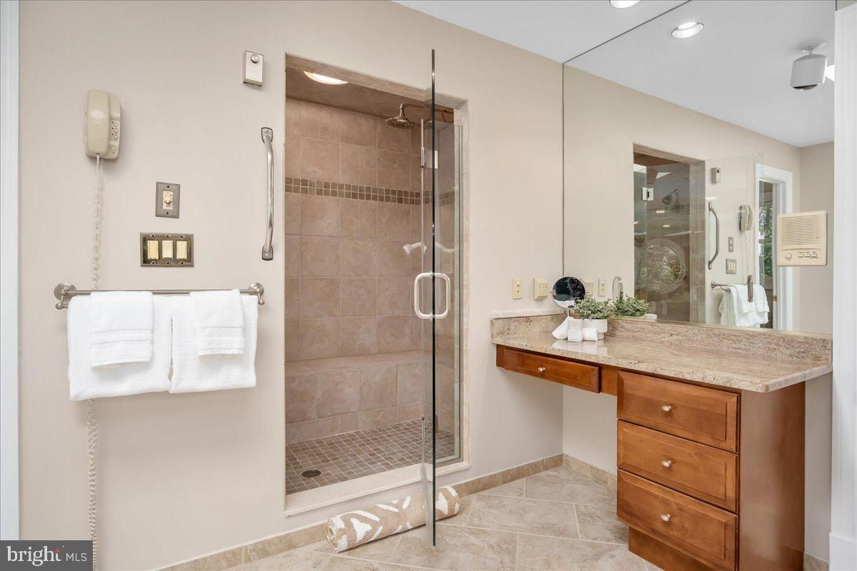 Bathroom, Glass Shower, Interior, Recessed Lighting